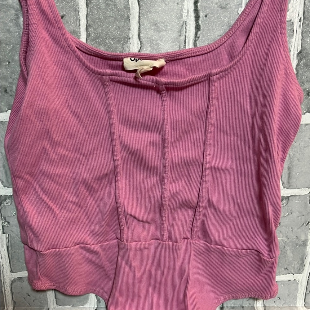 Open Edit Pink Ribbed Bodysuit - Picture 3 of 4